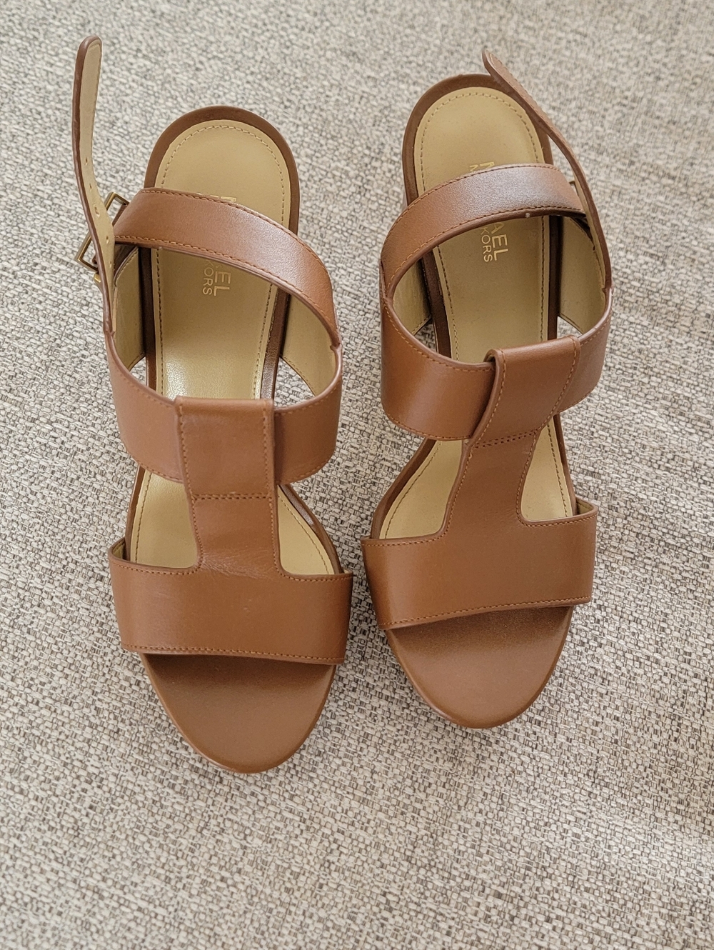 Michael Kors Cognac Leather Strappy Sandals